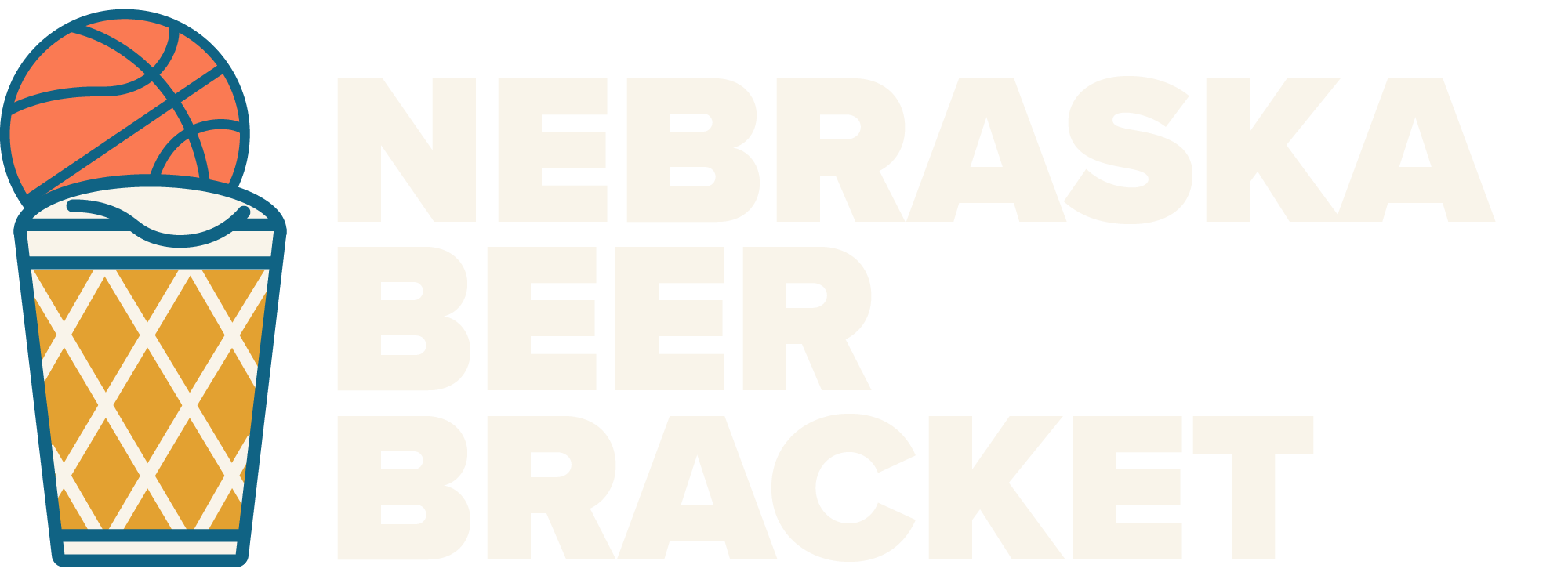 Nebraska Beer Bracket - Logo showing orange basketball splashing into a beer glass